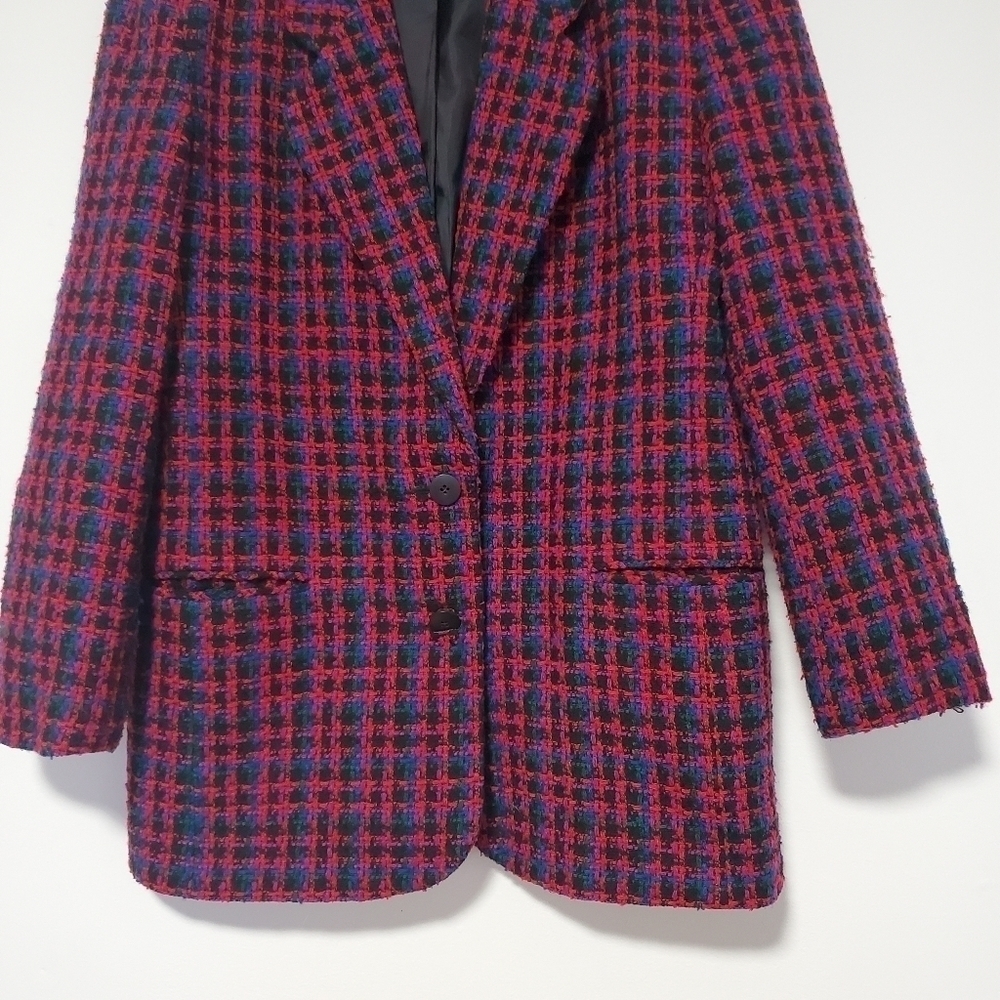 Norton McNaughton Red and Blue Plaid Blazer - Picture 3 of 7